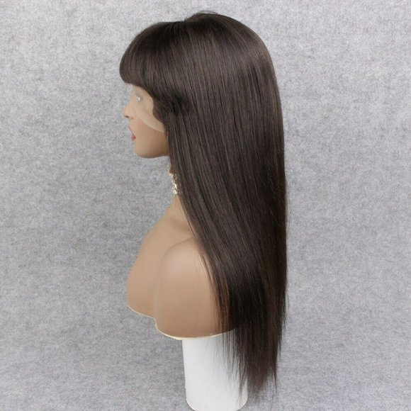 100% Human Hair FULL Lace Wig w/Bangs, 20" inches - Picture 5 of 8